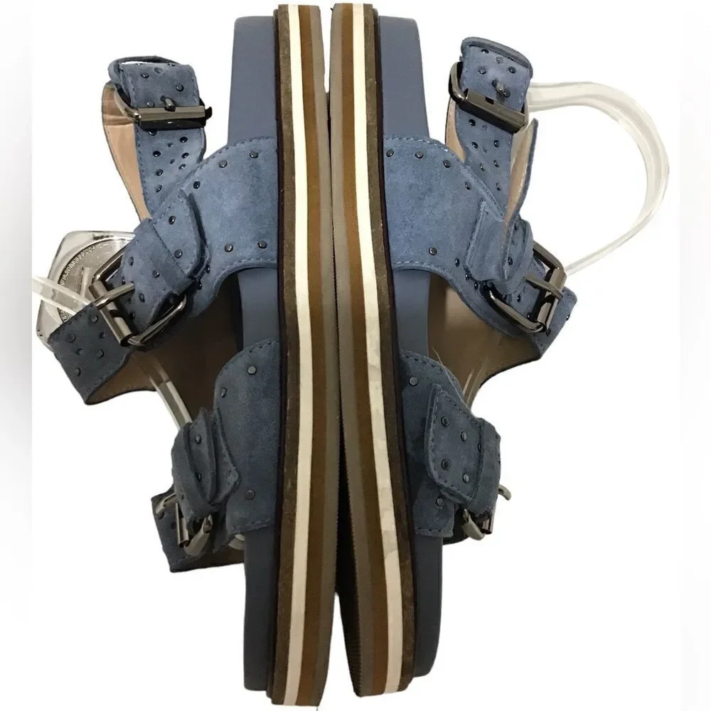 Anthropologie Pilcro Blue Suede Slingback Sandals Size 41
